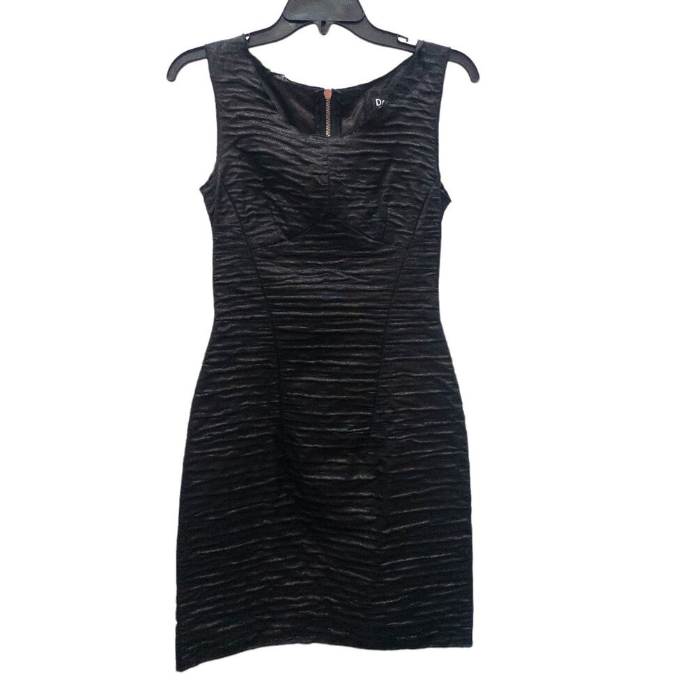 D&G Dolce & Gabbana Black Shimmer Bodycon Mini Dress XS Vintage Y2K LBD
